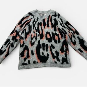 Anthropologie Gisella Cheetah Animal Allovrr Print Pullover Sweater Size Medium